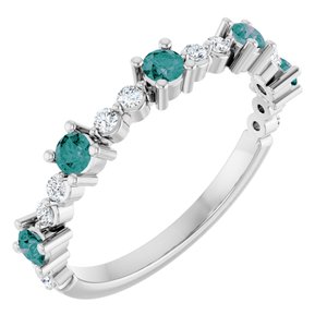 Ladies Natural Alexandrite Natural Diamond Ring (I1, G-H) — Platinum