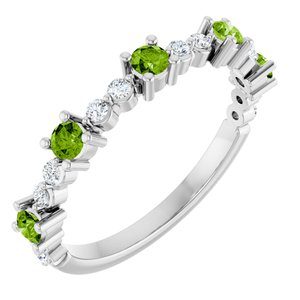 Ladies Natural Peridot Natural Diamond Ring (I1, G-H) — Platinum