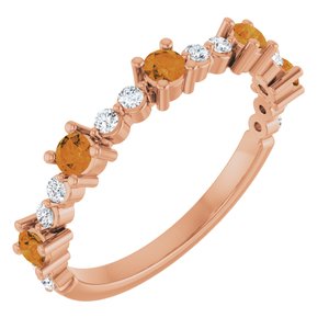 Ladies Natural Citrine Natural Diamond Ring (I1, G-H) — 14K Rose Gold