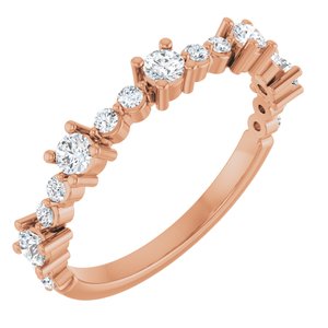 Ladies Natural White Sapphire Natural Diamond Ring (I1, G-H) — 14K Rose Gold
