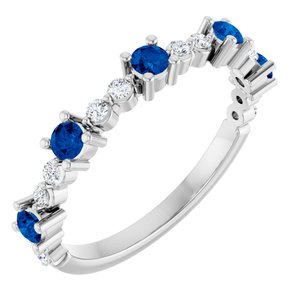 Ladies Natural Blue Sapphire Natural Diamond Ring (I1, G-H) — Platinum