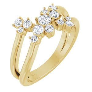Ladies Natural Diamond Cluster Bypass Ring (I1, G-H) — 14K Yellow Gold