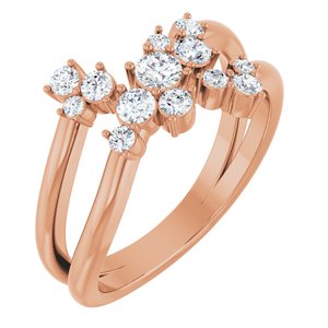Ladies Natural Diamond Cluster Bypass Ring (I1, G-H) — 14K Rose Gold