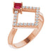 Ladies Natural Ruby Natural Diamond Geometric Ring (I1, G-H) — 14K Rose Gold