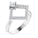 Ladies Natural White Sapphire Natural Diamond Geometric Ring (I1, G-H) — Platinum