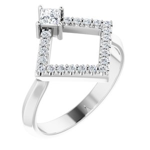 Ladies Natural Diamond Geometric Ring (I1, G-H) — Sterling Silver