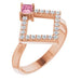 Ladies Natural Pink Tourmaline Natural Diamond Geometric Ring (I1, G-H) — 14K Rose Gold