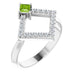Ladies Natural Peridot Natural Diamond Geometric Ring (I1, G-H) — 14K White Gold