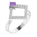 Ladies Natural Amethyst Natural Diamond Geometric Ring (I1, G-H) — Sterling Silver