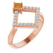 Ladies Natural Citrine Natural Diamond Geometric Ring (I1, G-H) — 14K Rose Gold