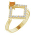 Ladies Natural Citrine Natural Diamond Geometric Ring (I1, G-H) — 14K Yellow Gold