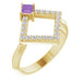 Ladies Natural Amethyst Natural Diamond Geometric Ring (I1, G-H) — 14K Yellow Gold