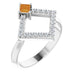 Ladies Natural Citrine Natural Diamond Geometric Ring (I1, G-H) — Platinum