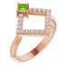 Ladies Natural Peridot Natural Diamond Geometric Ring (I1, G-H) — 14K Rose Gold