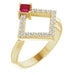 Ladies Natural Ruby Natural Diamond Geometric Ring (I1, G-H) — 14K Yellow Gold