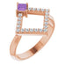 Ladies Natural Amethyst Natural Diamond Geometric Ring (I1, G-H) — 14K Rose Gold