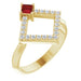 Ladies Natural Mozambique Garnet Natural Diamond Geometric Ring (I1, G-H) — 14K Yellow Gold