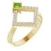 Ladies Natural Peridot Natural Diamond Geometric Ring (I1, G-H) — 14K Yellow Gold
