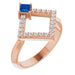 Ladies Natural Sapphire Natural Diamond Geometric Ring (I1, G-H) — 14K Rose Gold