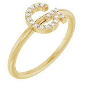 Ladies Natural Diamond Initial G Ring (I1, G-H) — 14K Yellow Gold