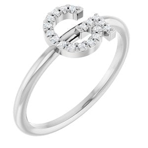 Ladies Natural Diamond Initial G Ring (Si2-Si3, G-H) — Platinum