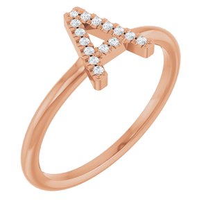 Ladies Natural Diamond Initial A Ring (I1, G-H) — 14K Rose Gold