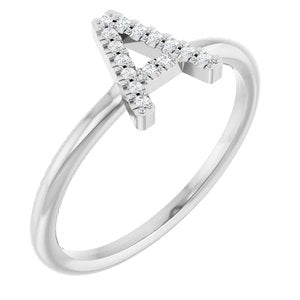 Ladies Natural Diamond Initial A Ring (Si2-Si3, G-H) — Platinum