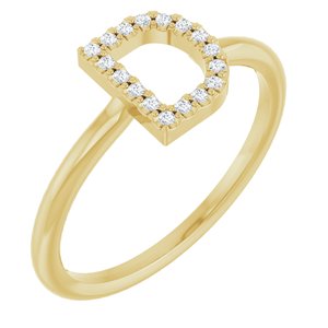 Ladies Natural Diamond Initial D Ring (I1, G-H) — 14K Yellow Gold