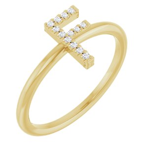Ladies Natural Diamond Initial F Ring (I1, G-H) — 14K Yellow Gold