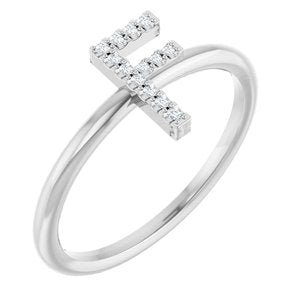 Ladies Natural Diamond Initial F Ring (Si2-Si3, G-H) — Platinum