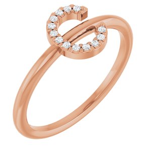 Ladies Natural Diamond Initial C Ring (I1, G-H) — 14K Rose Gold