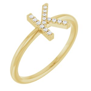 Ladies Natural Diamond Initial K Ring (I1, G-H) — 14K Yellow Gold