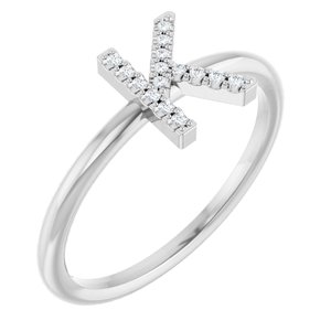 Ladies Natural Diamond Initial K Ring (I1, G-H) — Sterling Silver