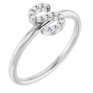 Ladies Natural Diamond Initial S Ring (Si2-Si3, G-H) — Platinum