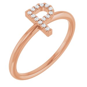 Ladies Natural Diamond Initial P Ring (I1, G-H) — 14K Rose Gold