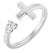 Ladies Natural Diamond Negative Space Cross Ring (I1, G-H) — Sterling Silver