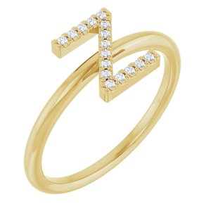 Ladies Natural Diamond Initial Z Ring (I1, G-H) — 14K Yellow Gold