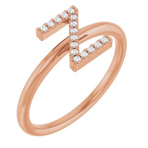 Ladies Natural Diamond Initial Z Ring (I1, G-H) — 14K Rose Gold