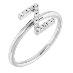 Ladies Natural Diamond Initial Z Ring (I1, G-H) — Sterling Silver