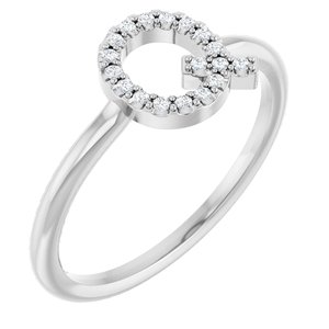 Ladies Natural Diamond Initial Q Ring (Si2-Si3, G-H) — Platinum