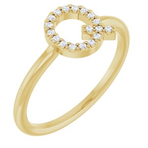 Ladies Natural Diamond Initial Q Ring (I1, G-H) — 14K Yellow Gold