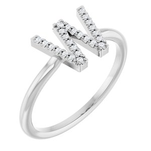 Ladies Natural Diamond Initial W Ring (Si2-Si3, G-H) — Platinum