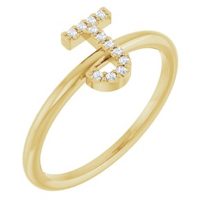 Ladies Natural Diamond Initial J Ring (I1, G-H) — 14K Yellow Gold