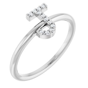 Ladies Natural Diamond Initial J Ring (Si2-Si3, G-H) — Platinum