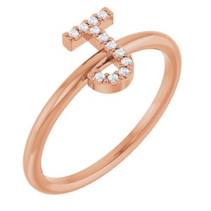 Ladies Natural Diamond Initial J Ring (I1, G-H) — 14K Rose Gold
