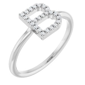 Ladies Natural Diamond Initial B Ring (Si2-Si3, G-H) — Platinum