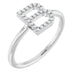Ladies Natural Diamond Initial B Ring (Si2-Si3, G-H) — Platinum