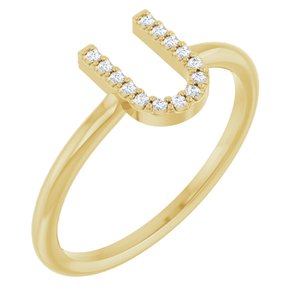 Ladies Natural Diamond Initial U Ring (I1, G-H) — 14K Yellow Gold
