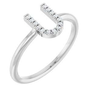 Ladies Natural Diamond Initial U Ring (Si2-Si3, G-H) — Platinum