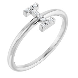 Ladies Natural Diamond Initial I Ring (Si2-Si3, G-H) — Platinum